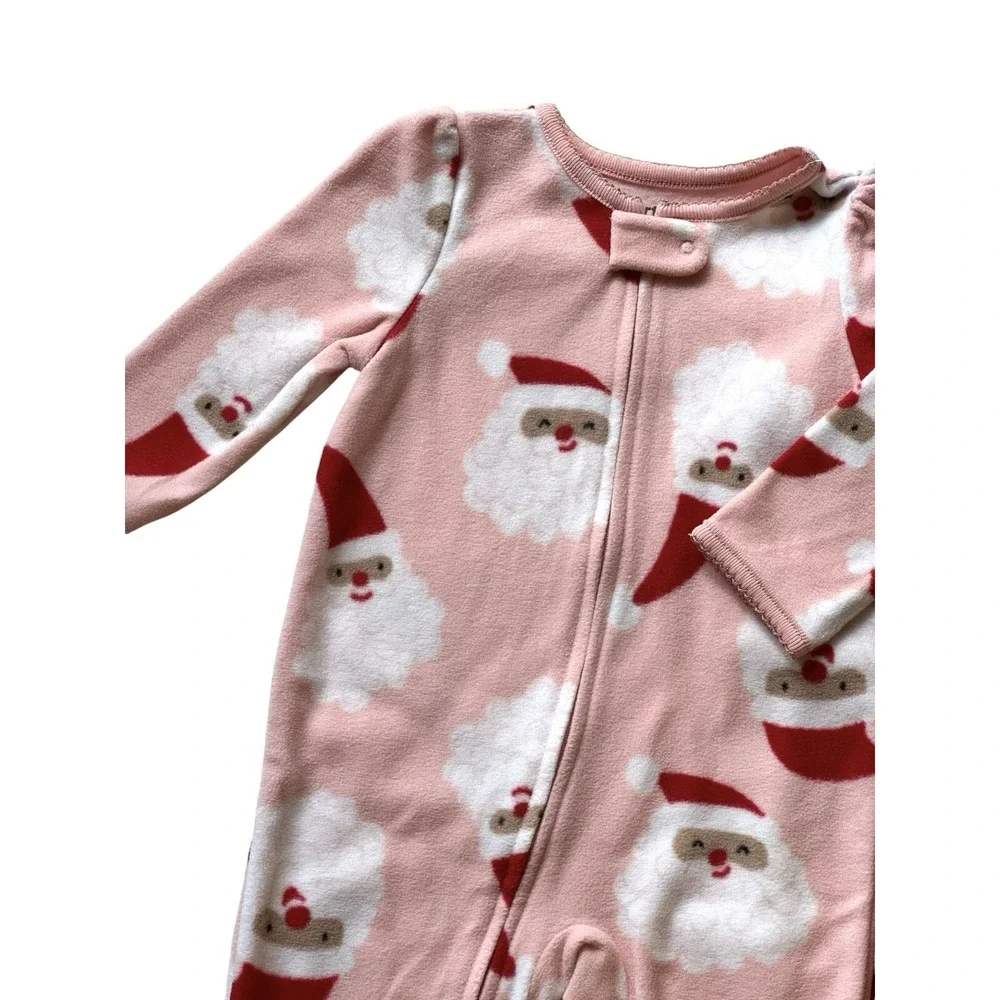 CARTERS Just One‎ You Size 2T Toddler 2 Pcs Set Santa Red Fleece Footed Pajamas